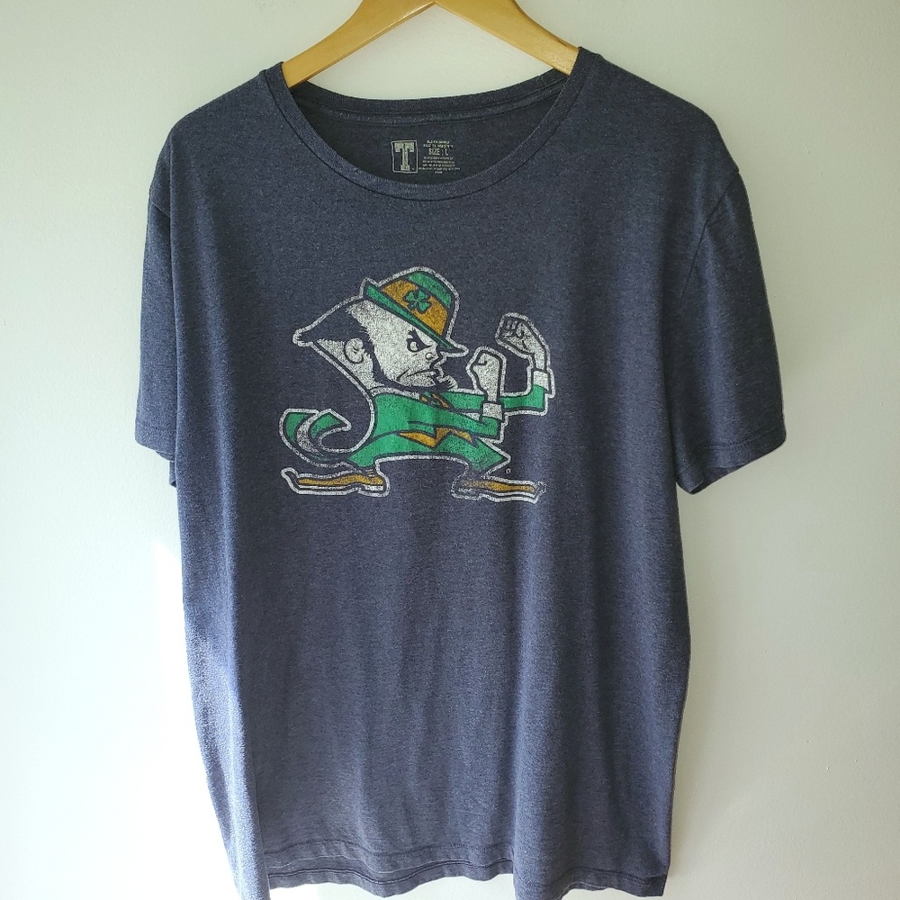 Blue-Grey Notre Dame Leprechaun Tee Large